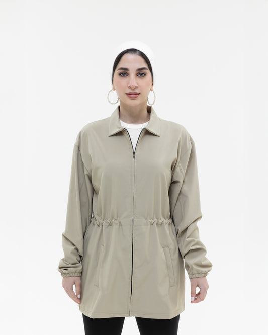 Beige Belted lightweight Jacket