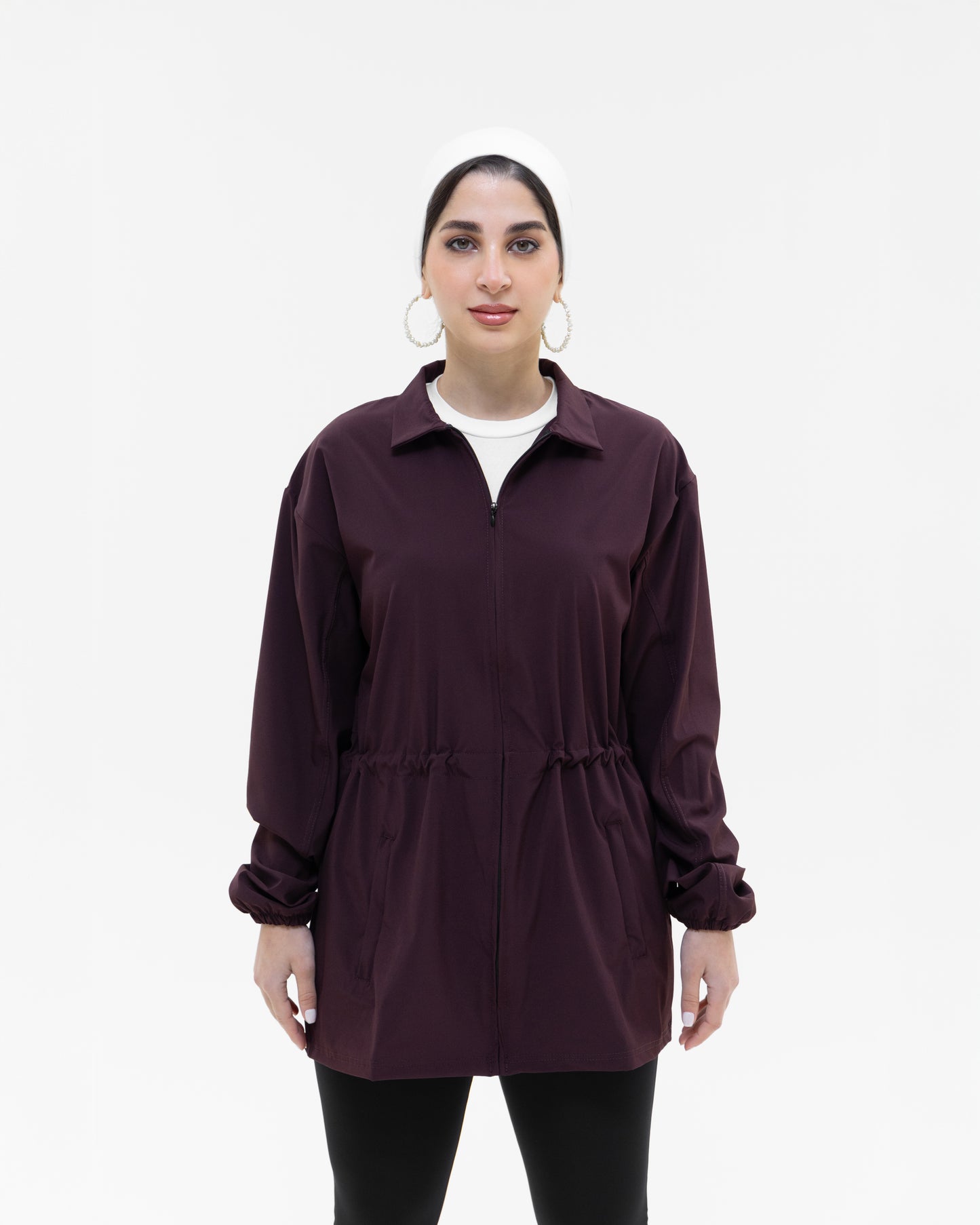 Burgundy Belted lightweight Jacket