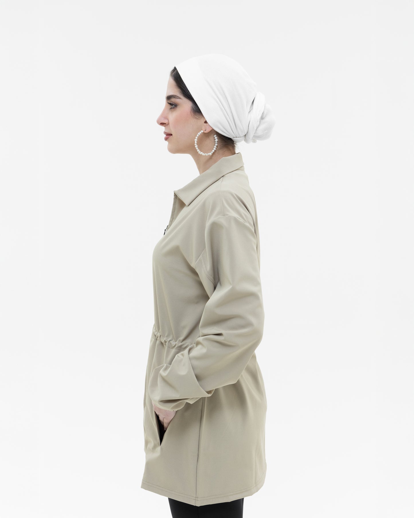 Beige Belted lightweight Jacket