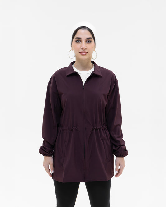 Burgundy Belted lightweight Jacket