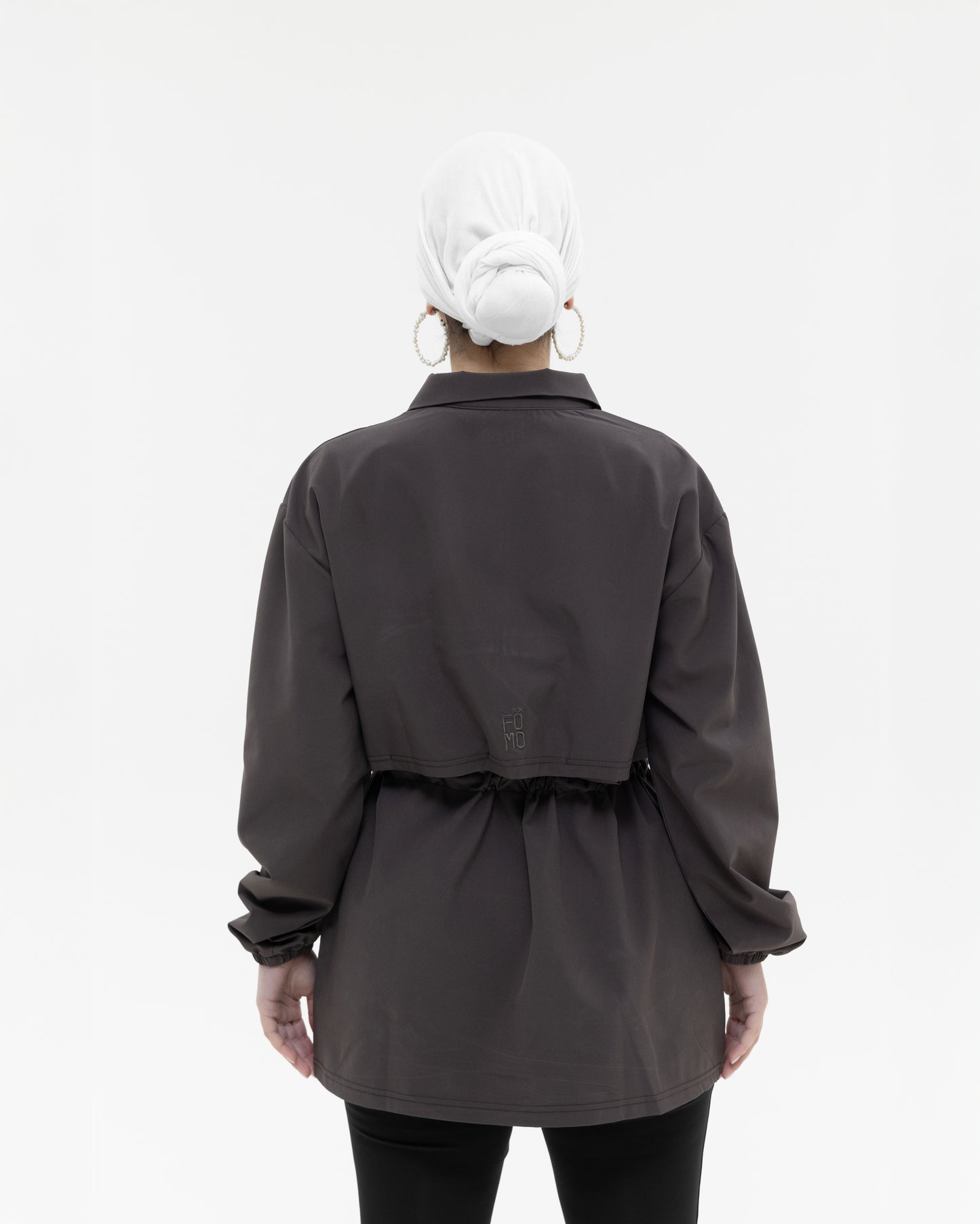 Charcoal brown Belted lightweight Jacket