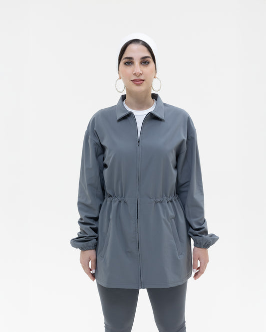 Gray Belted lightweight Jacket